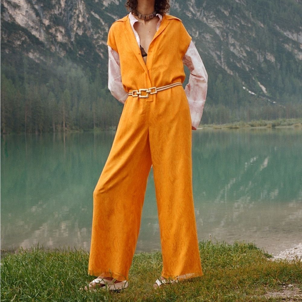 ZARA full length jacquard jumpsuit